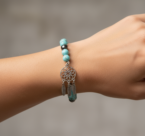 Bracelet turquoise pour femmes, en pierre pour lithothérapie.