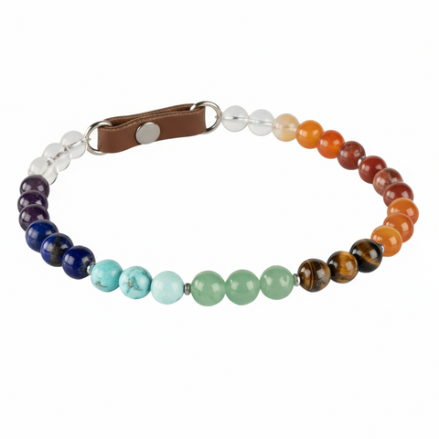 Collier Lithothérapie pour Chien 7 Chakras