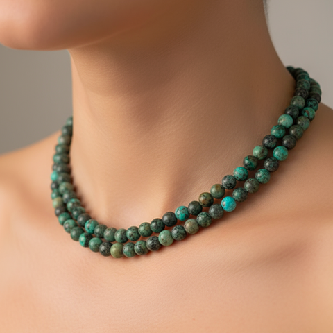 Collier Lithothérapie Turquoise Verte