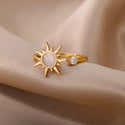 Bague Anti-stress Rotative Femme - Acier Inoxydable Or, Motif Damier, Cadeau élégant Anxiété - 9