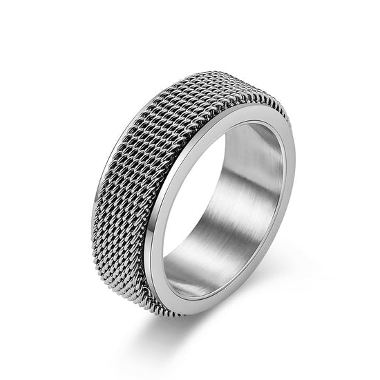 Bague anti-stress Maille, anneau tournant à texture tissée