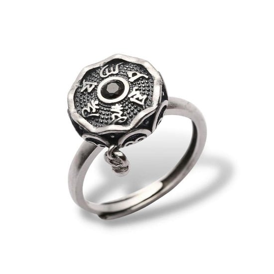 Bague anti-stress Rosace, bague ajustable à disque gravé