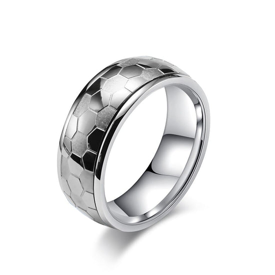 Bague anti-stress Alvéole, anneau tournant à facettes géométriques