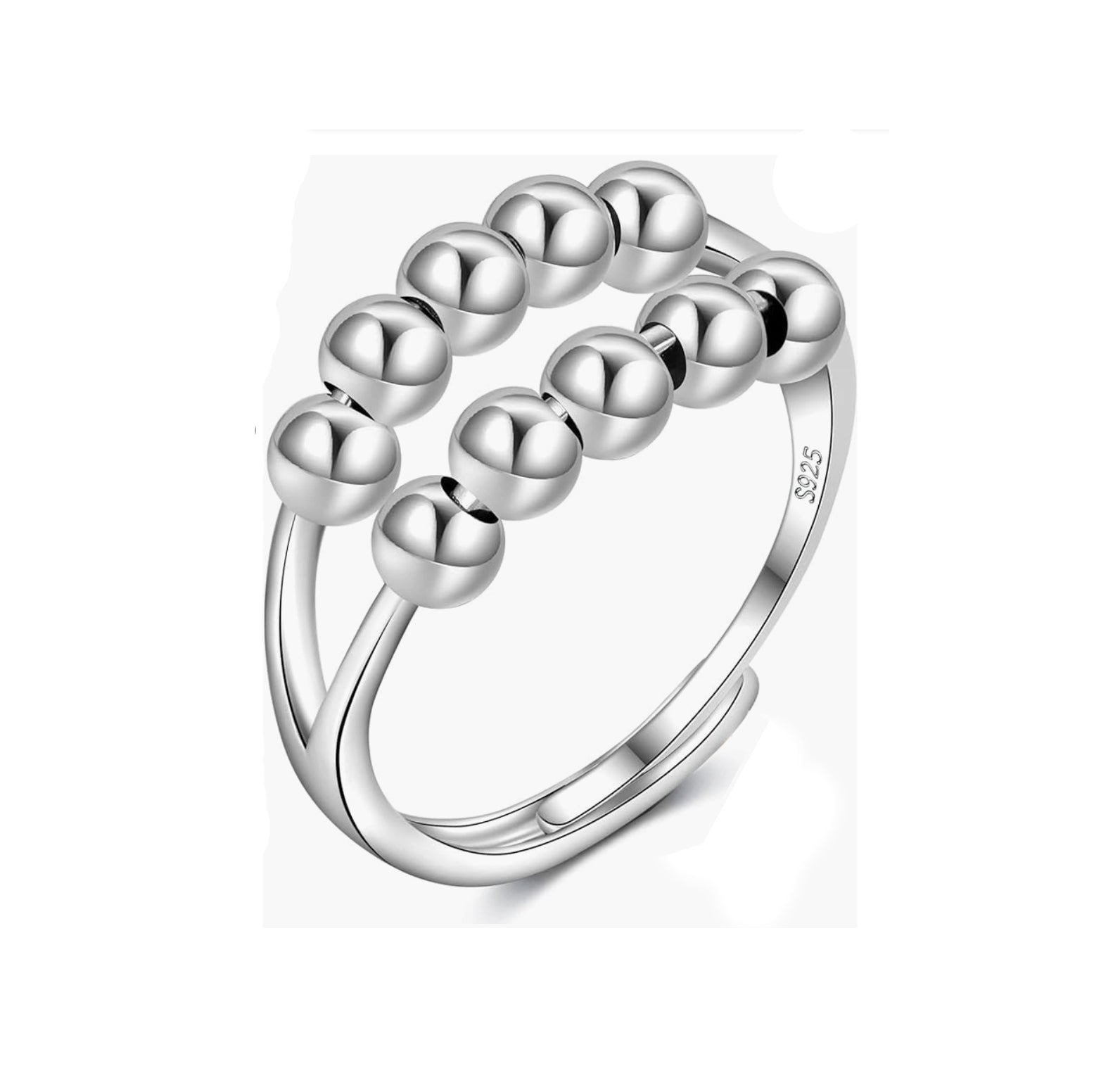 Bague anti-stress Orbites, bague ajustable à deux rangs de billes