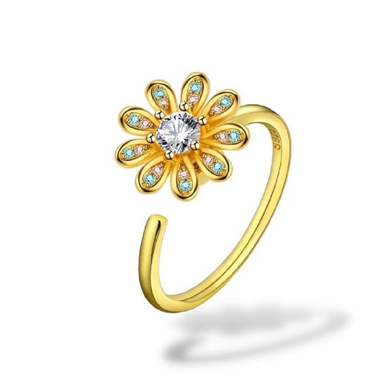 Bague anti-stress Corolle, bague ajustable à fleur tournante