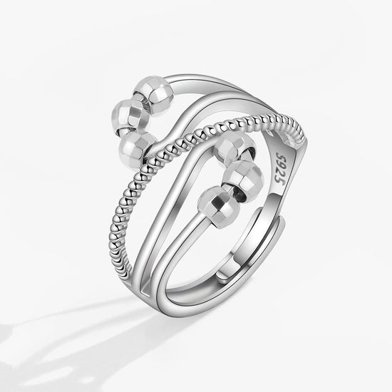 Bague anti-stress Ondine, bague ajustable à lignes courbes