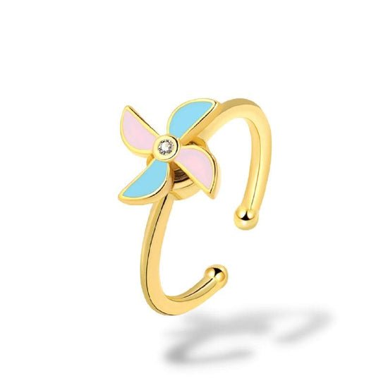 Bague anti-stress Moulin, bague ajustable à moulin pastel