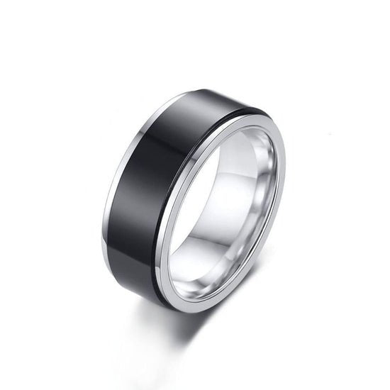 Bague anti-stress Nocturne, anneau tournant aux lignes lisses