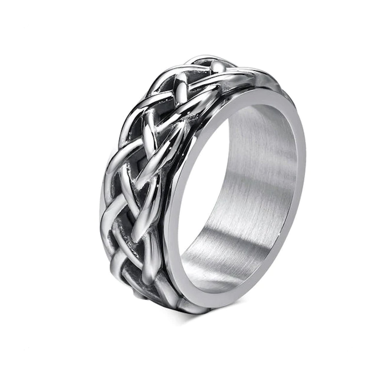 Bague anti-stress Tresse, anneau tournant à relief tressé